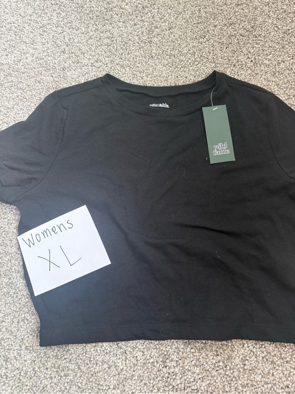 wild fable Black Short Sleeve Crewneck Crop Top